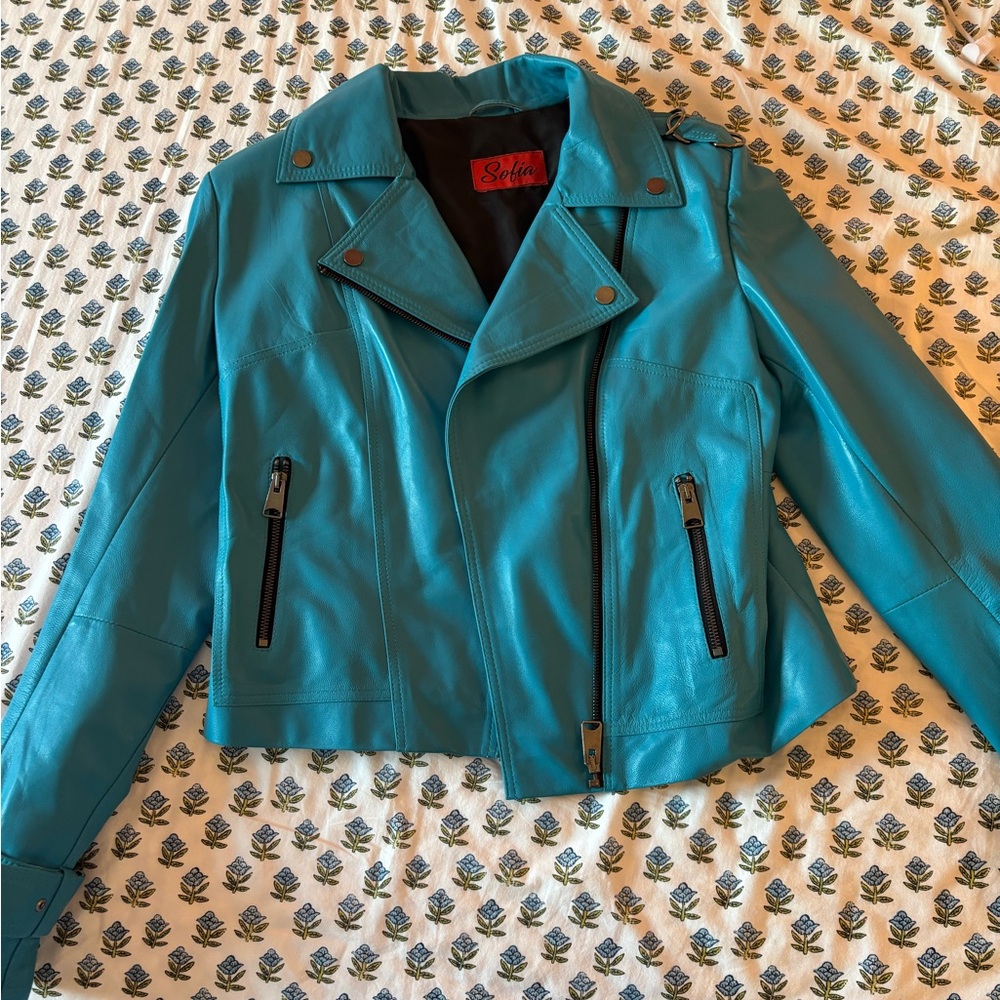 Turkish Teal Leather Jacket